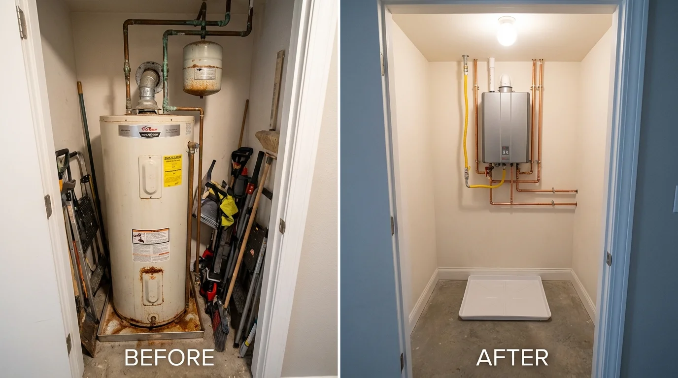 Tank water heater versus wall-mounted tankless unit comparison for Flint, MI homeowners